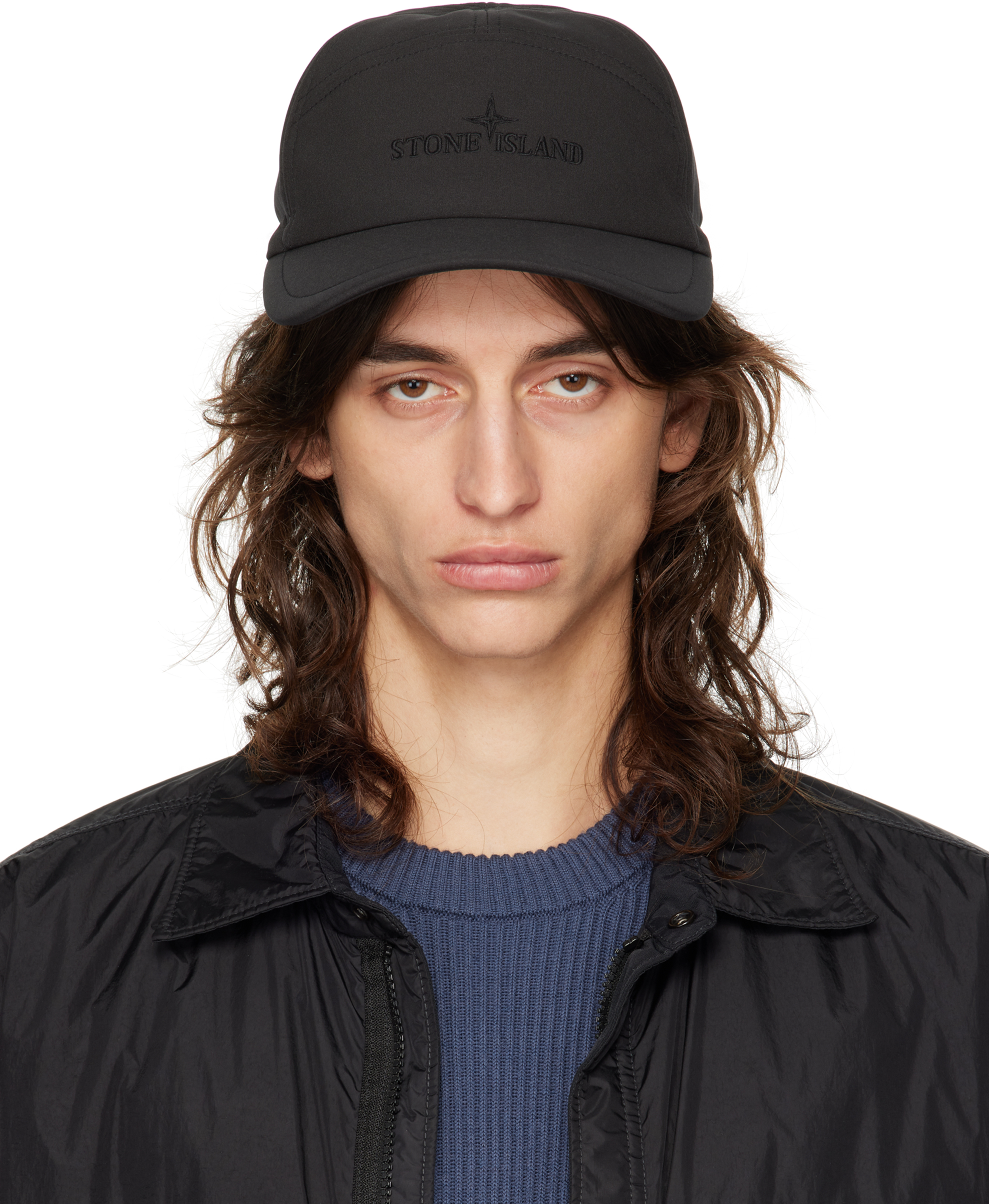 Black Soft Shell 5 Panel Cap by Stone Island on Sale