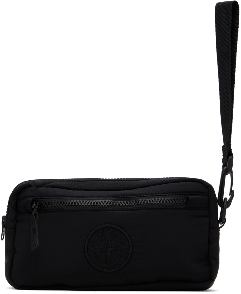 Shop Stone Island ブラック デタッチャブル Nylon Metal ポーチ In V0029 Black