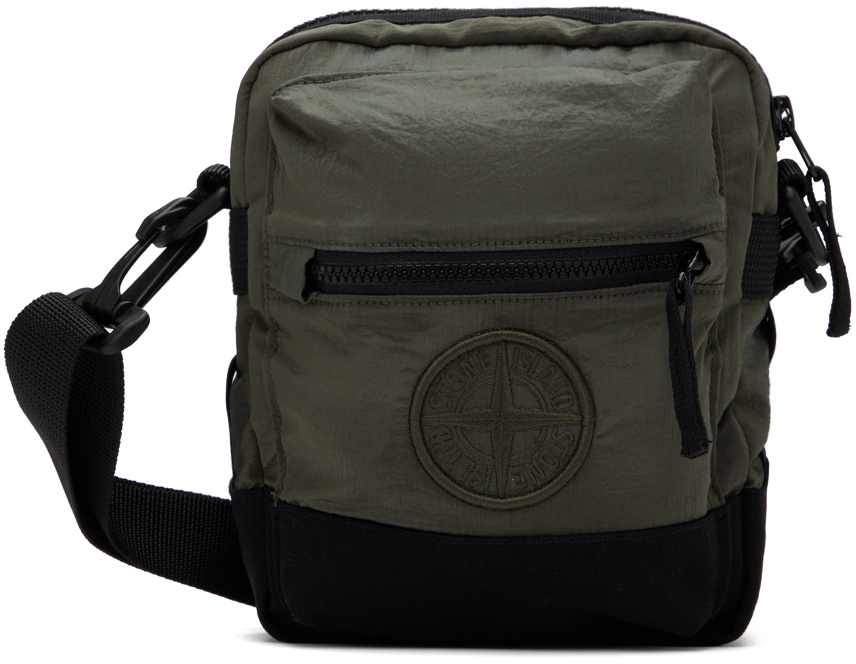 Shop Stone Island Khaki Contrast Nylon Metal Co Shape Bag In V0059 Musk