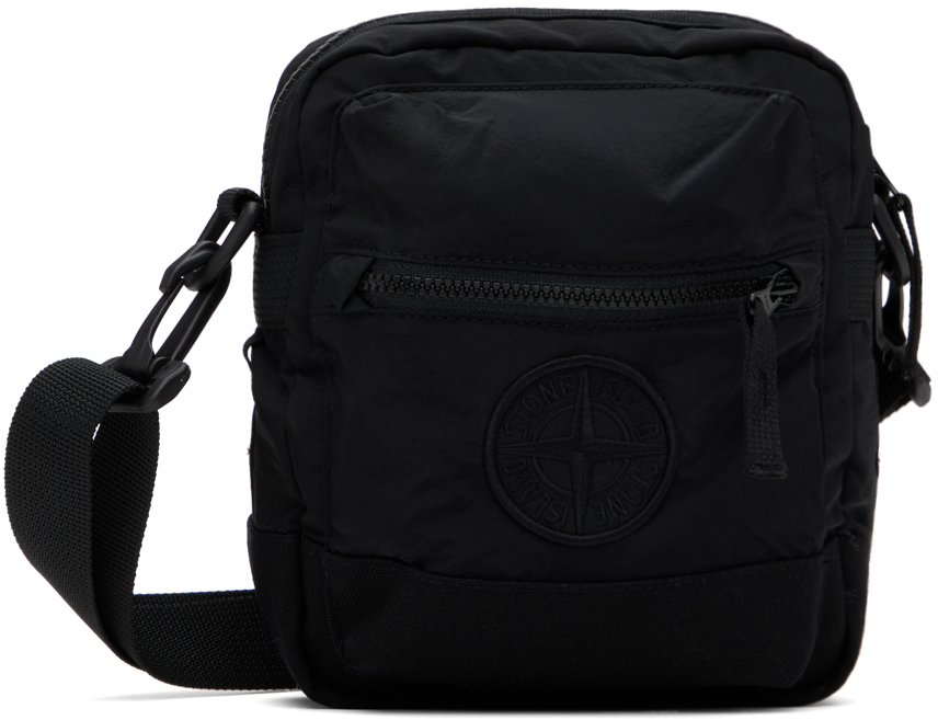 Shop Stone Island Black Contrast Nylon Metal Co Shape Bag In V0029 Black