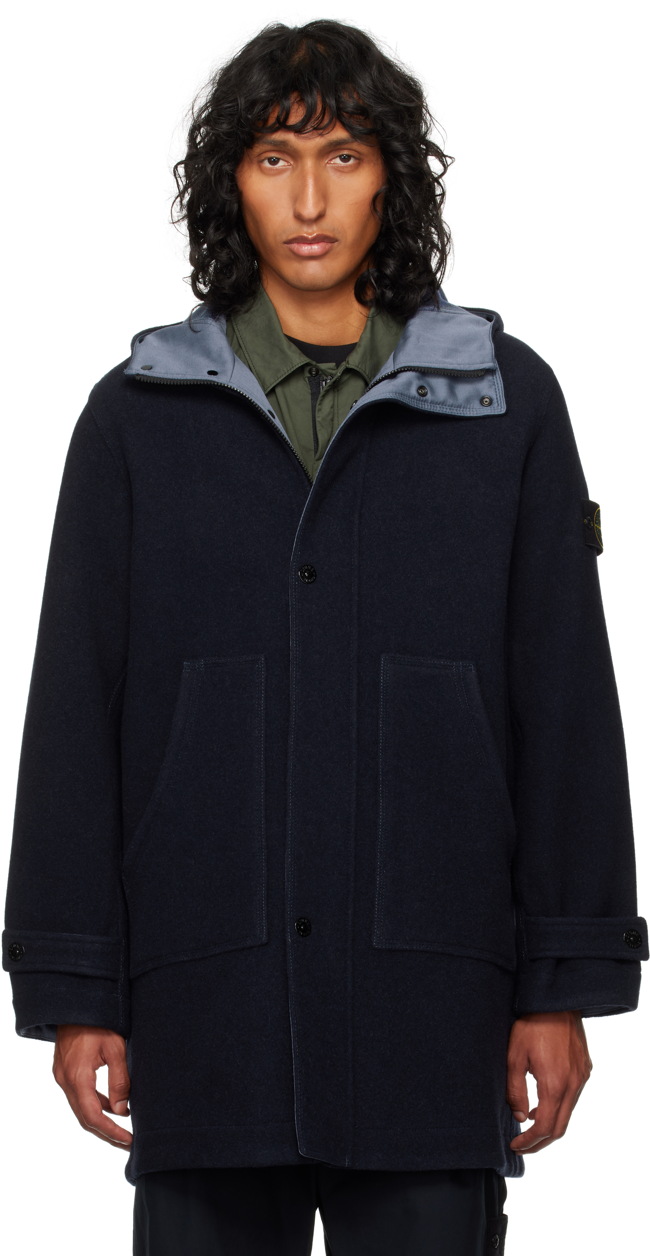 Navy 71330 Wool Nylon Panno Double Coat