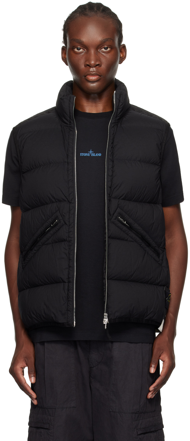 Shop Stone Island Black Quilted Down Vest In V0029 Black