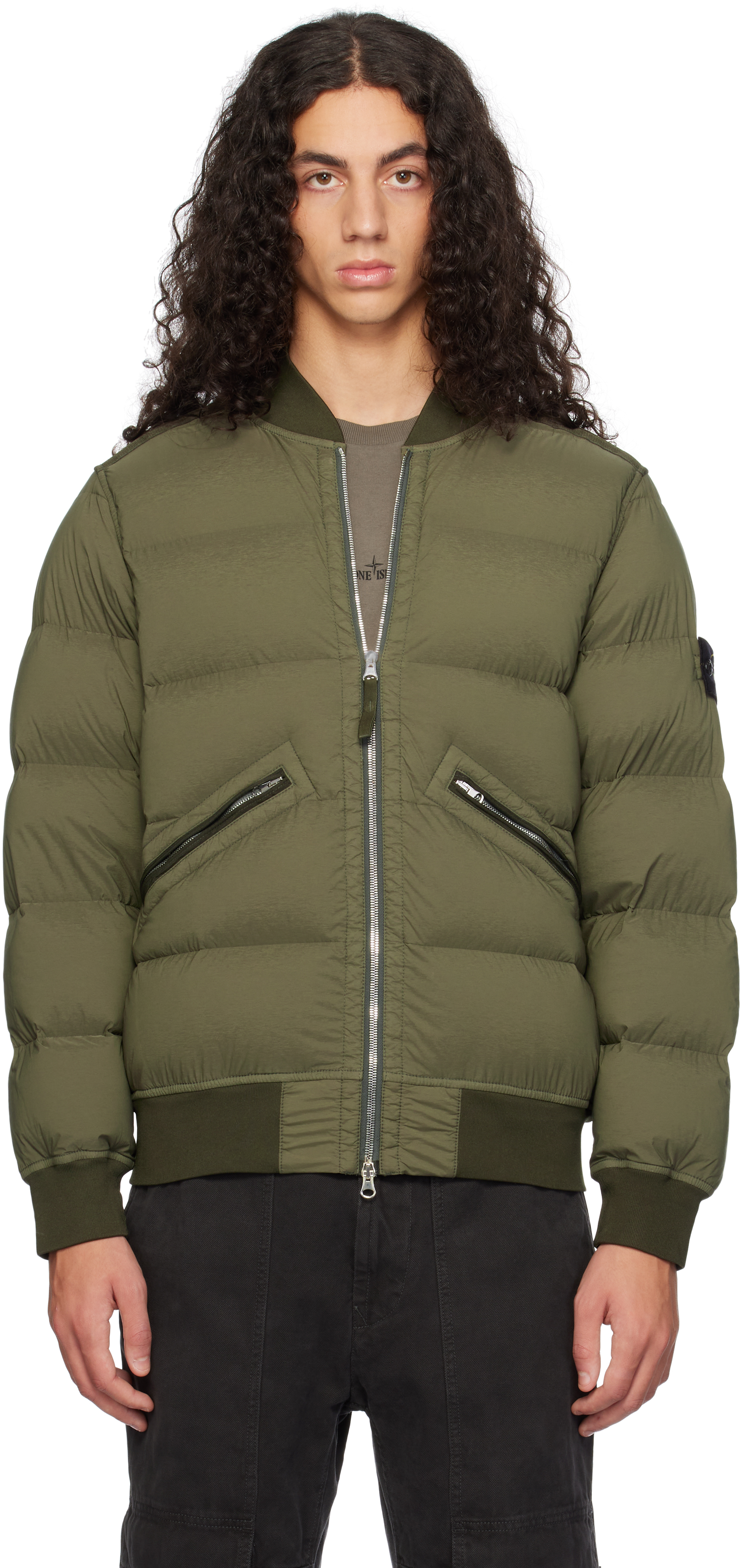 Green Quilted Down Jacket