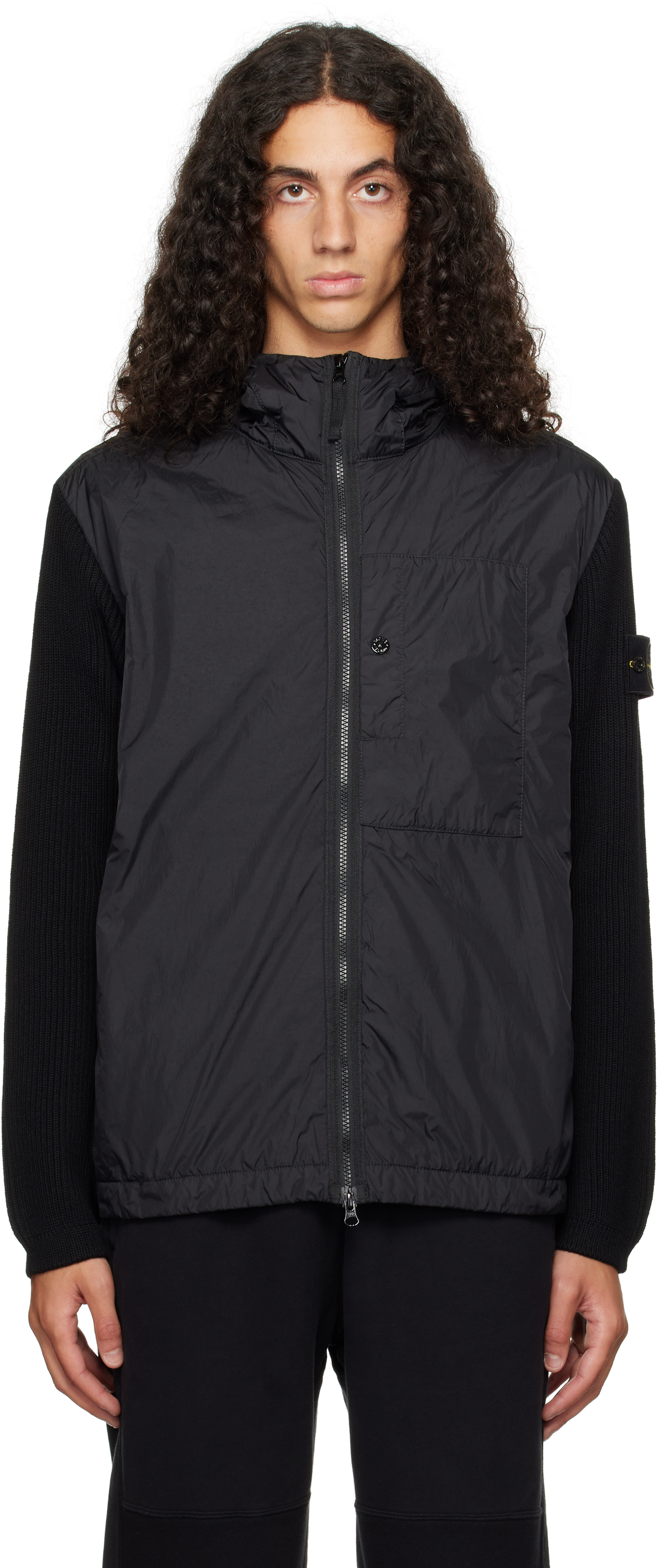 Shop Stone Island Black Crinkle Reps R-ny Jacket In V0029 Black