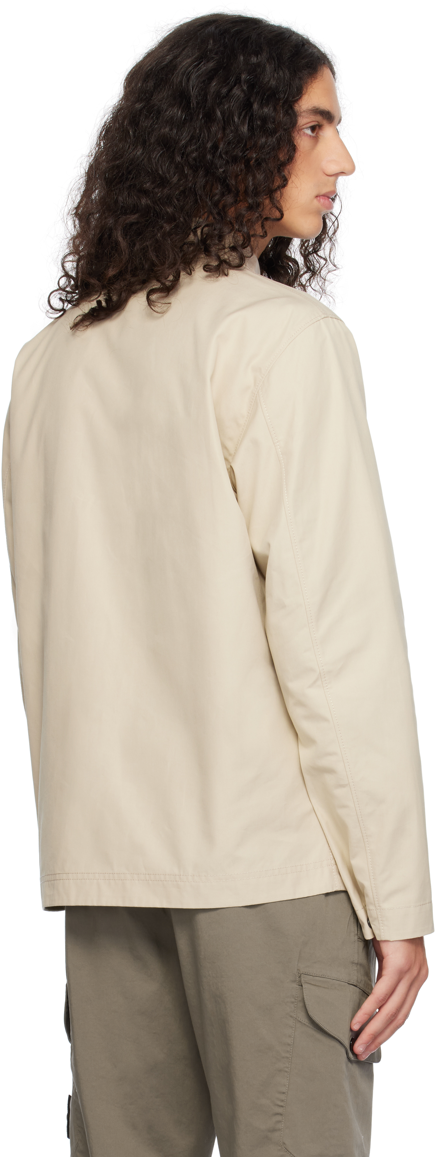 Stone Island Beige 107f1 Weatherproof Cotton Canvas Ghost Overshirt In V0090 Beige