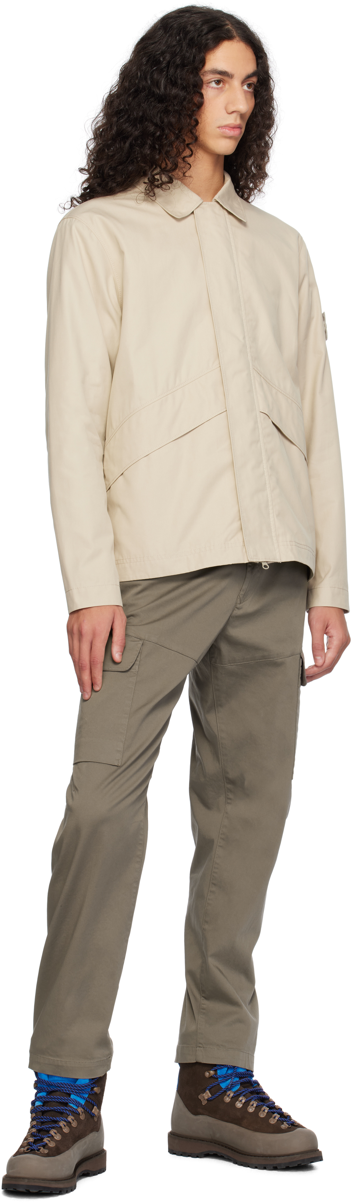 Stone Island Beige 107f1 Weatherproof Cotton Canvas Ghost Overshirt In V0090 Beige
