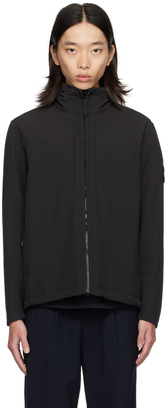 Shop Stone Island Black Soft Shell Jacket In V0029 Black