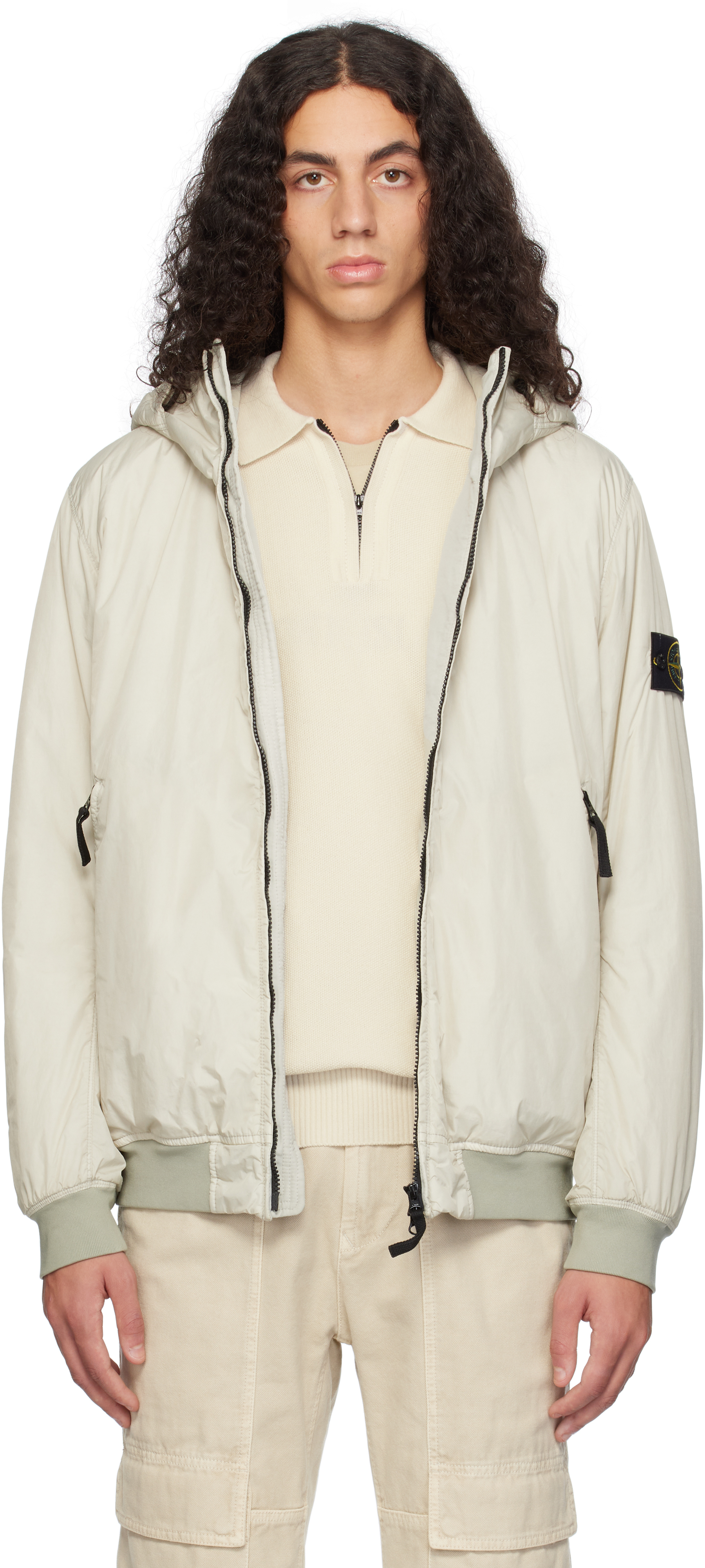 Shop Stone Island Beige 40823 Crinkle Reps R-ny Jacket In V0097 Plaster