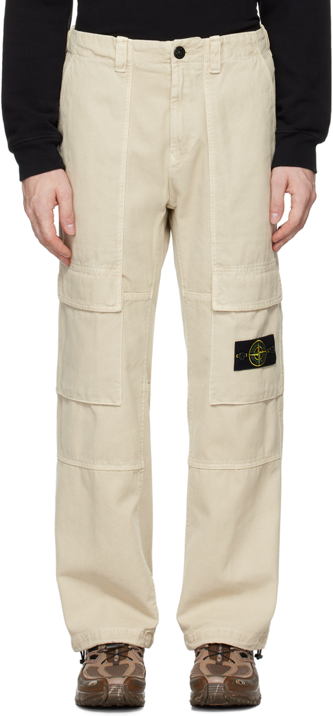 Shop Stone Island Beige Relaxed-fit Cargo Pants In V0197 Plaster