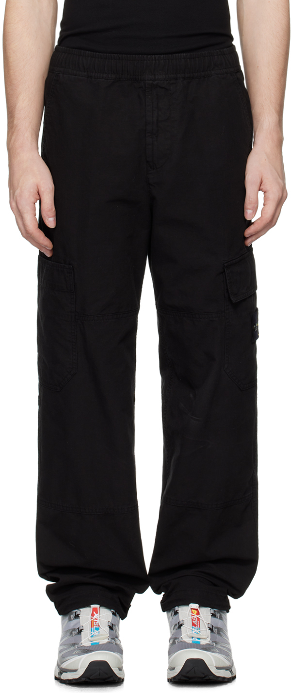 Shop Stone Island Black Relaxed-fit Cargo Pants In V0029 Black