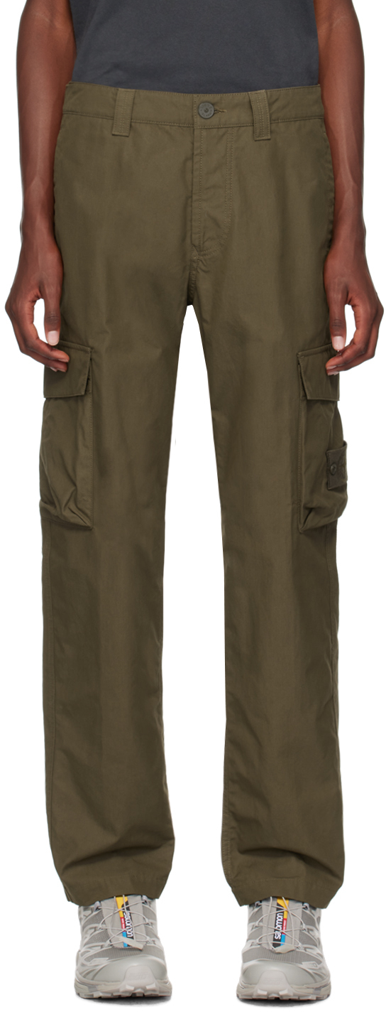 Shop Stone Island Green Logo Patch Cargo Pants In V0054 Military Green