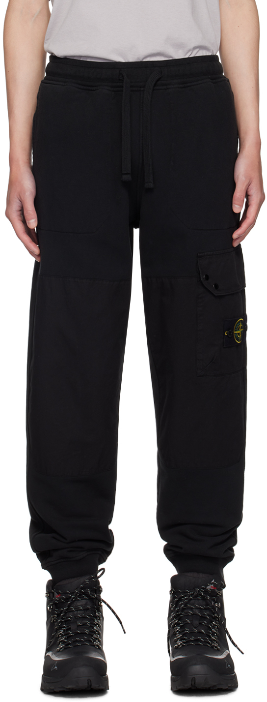 Shop Stone Island Black Double Knee Sweatpants In V0029 Black