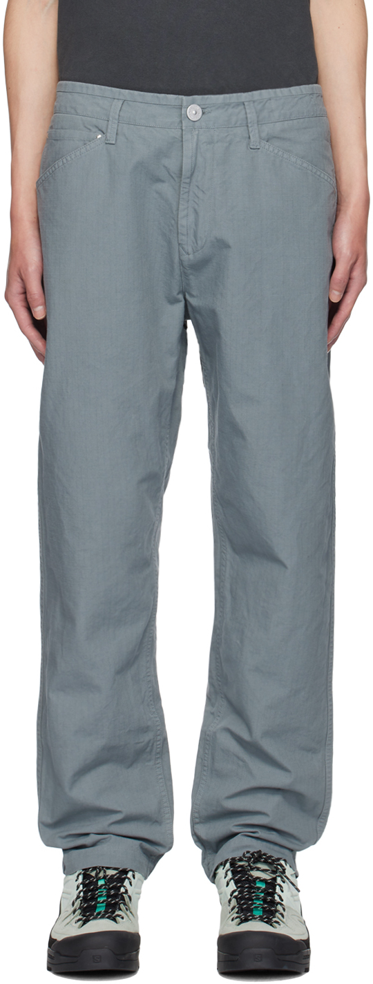 Shop Stone Island Gray Straight-leg Trousers In V0066 Grey Green