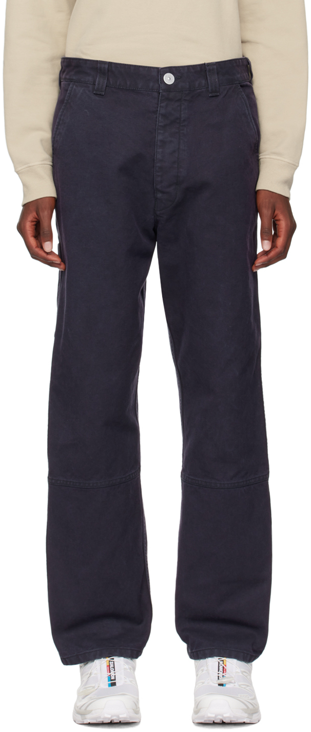 Shop Stone Island Navy ' Marina' Trousers In V0026 Ink