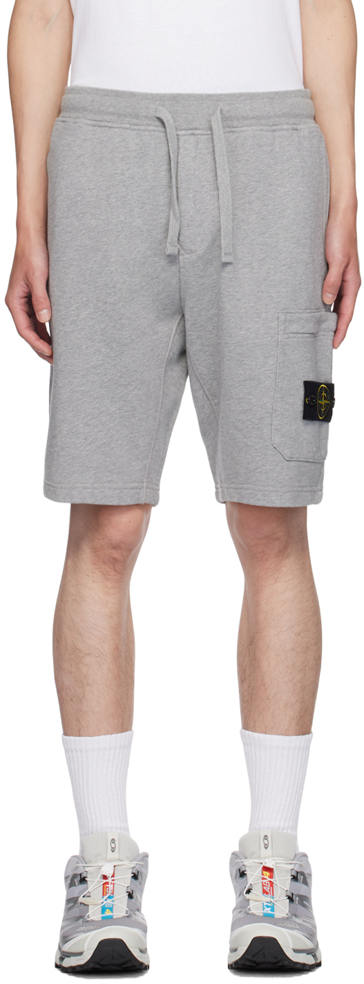 Shop Stone Island Gray Drawstring Shorts In A0m64 Melange Grey