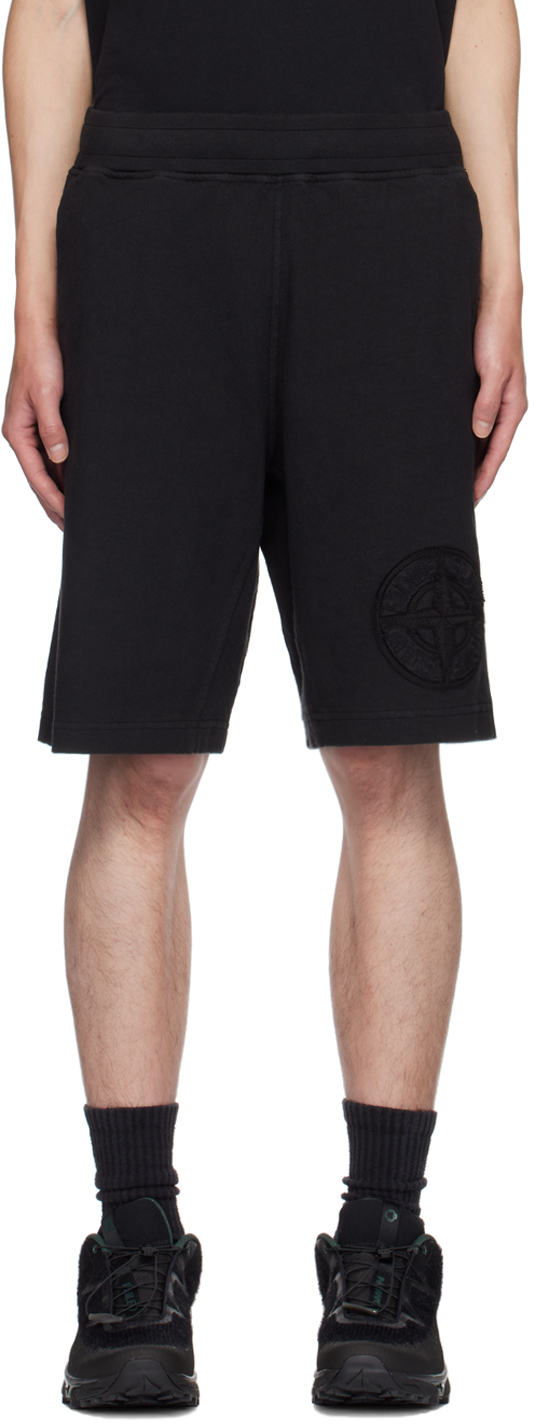 Shop Stone Island Black Heavy Shorts In V0029 Black