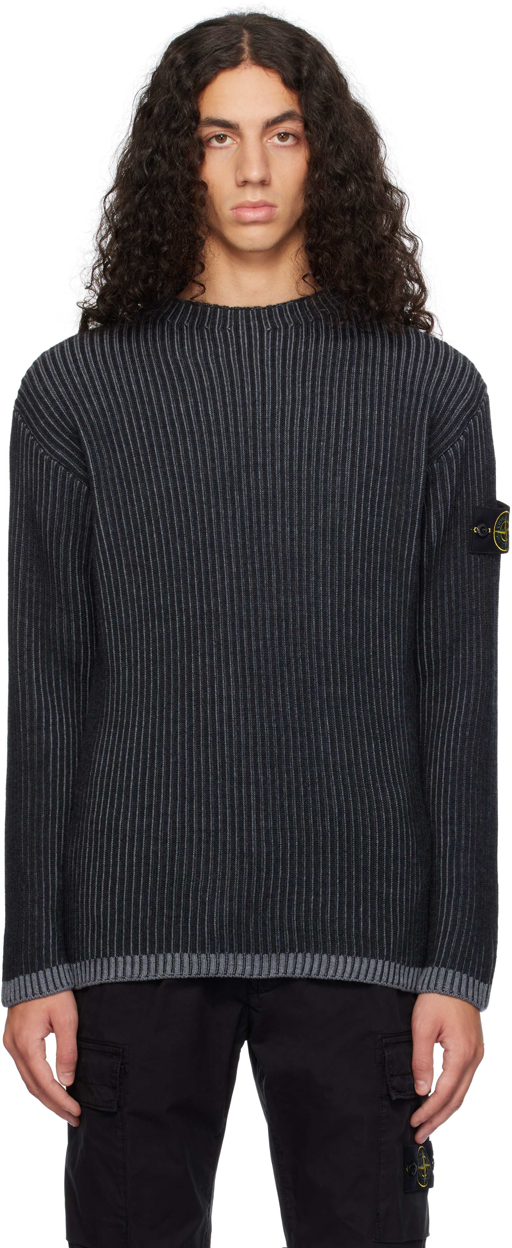 Shop Stone Island Gray 532c1 Vanisé Full Rib Rws Wool Sweater In V0m65 Mel Charcoal