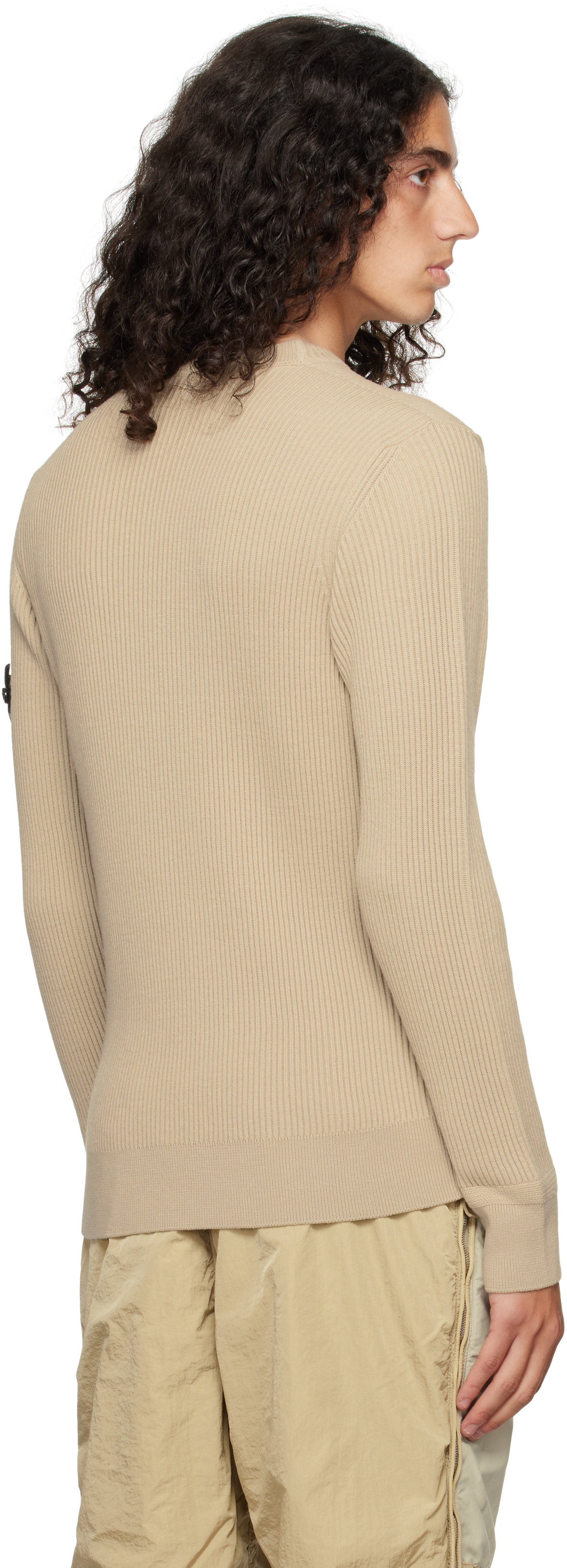 Stone Island Beige Full Rib Rws Wool Sweater In V0097 Plaster