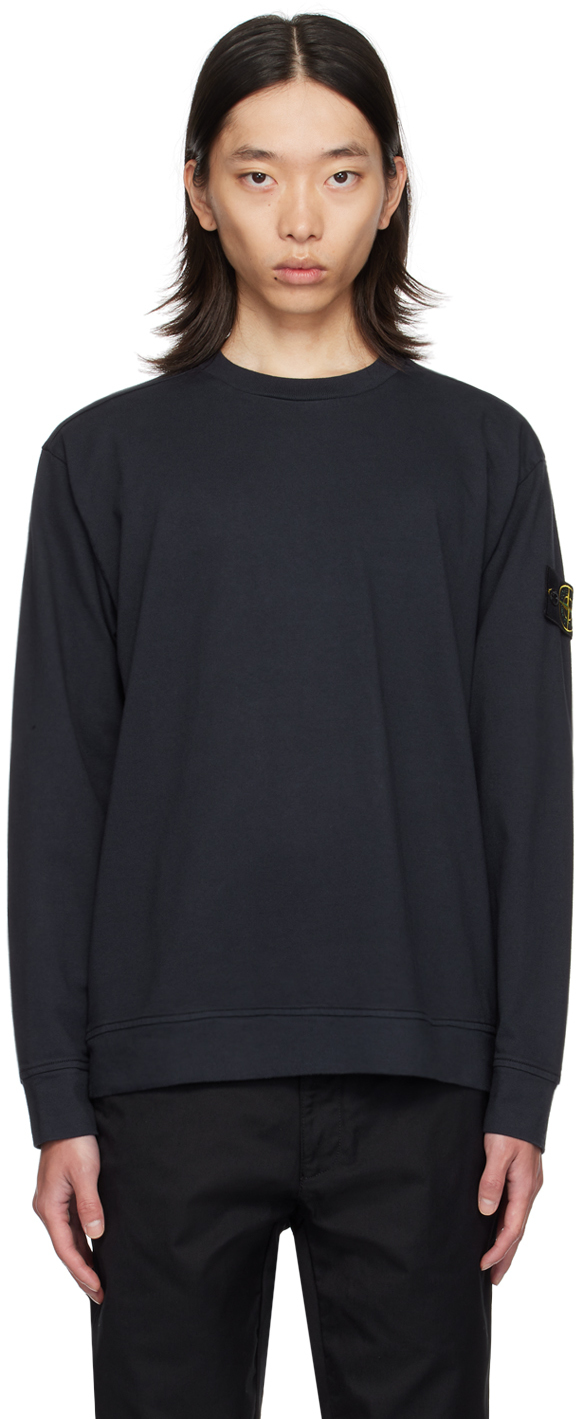 Shop Stone Island Navy Heavy Sweatshirt In A0020 Navy Blue