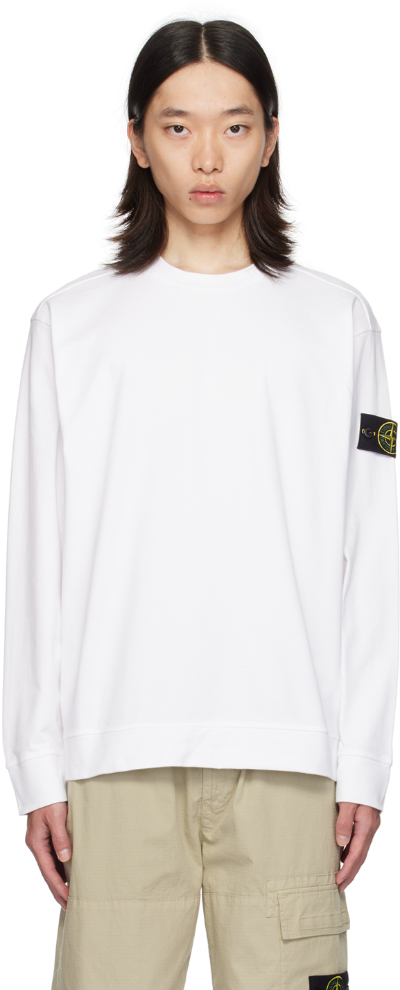 Shop Stone Island White Heavy Sweatshirt In A0001 White