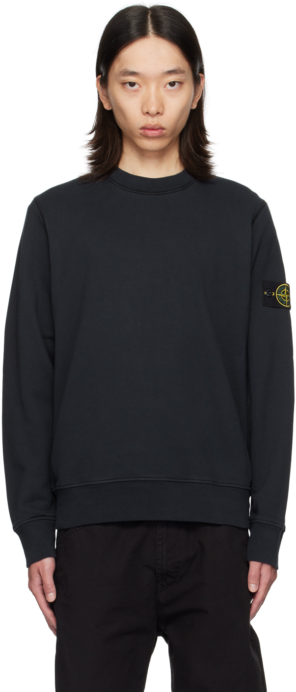 Shop Stone Island Navy Garment-dyed Sweatshirt In A0020 Navy Blue