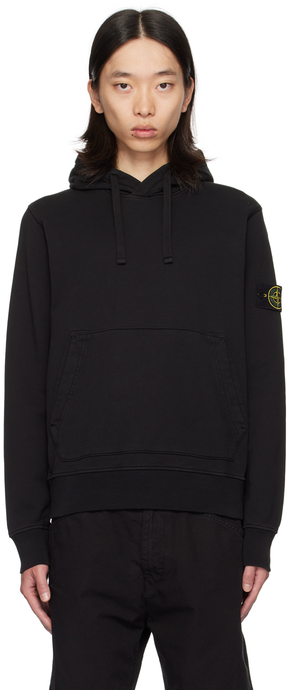 Shop Stone Island Black Patch Hoodie In A0029 Black