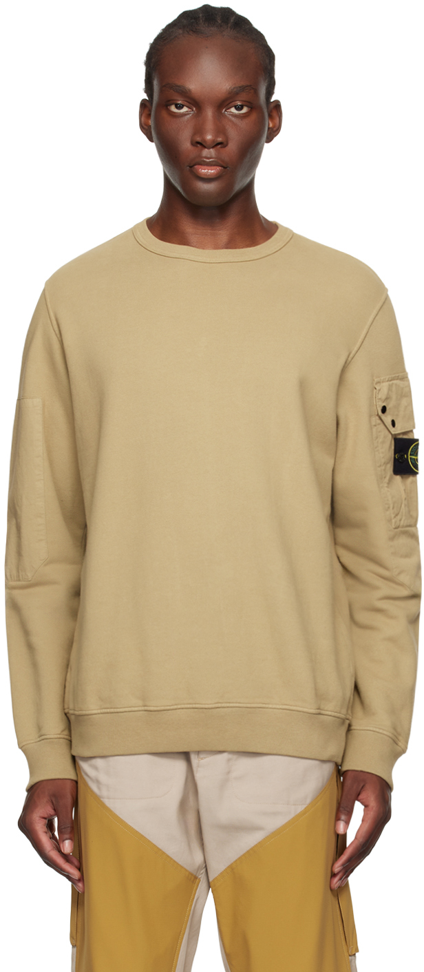 Shop Stone Island Beige Organic Cotton Sweatshirt In V0094 Biscuit