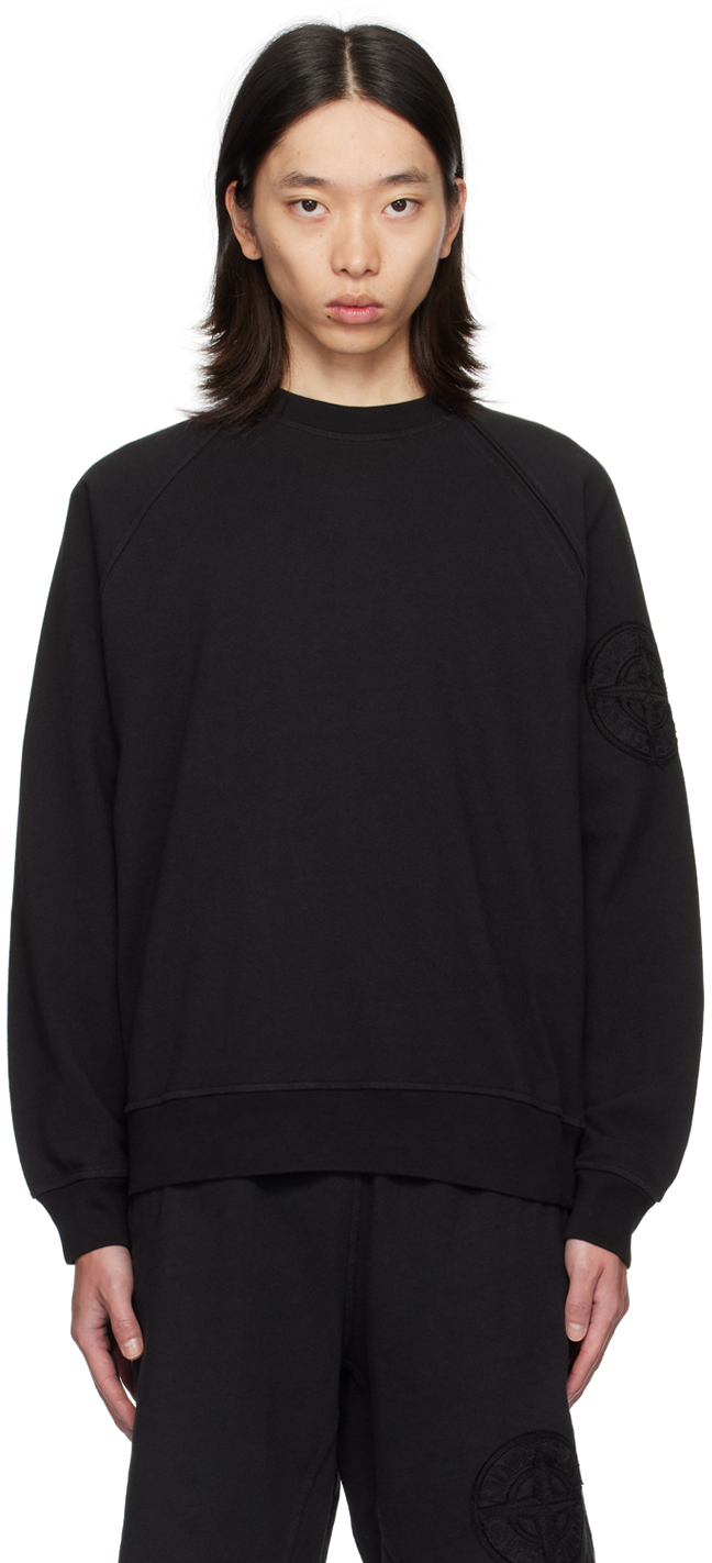 Shop Stone Island Black Heavy Sweatshirt In V0029 Black