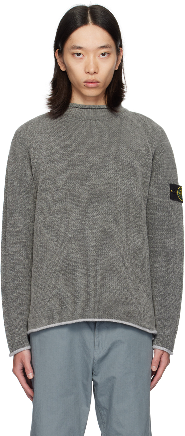 Shop Stone Island Gray Mock Neck Sweater In V0066 Grey Green