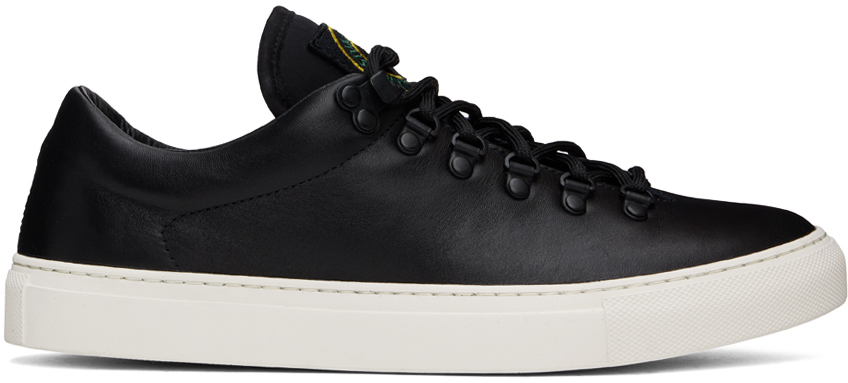 STONE ISLAND BLACK S0101 LEATHER SNEAKERS 