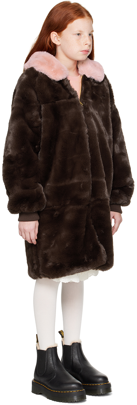 Shop Mini Rodini Kids Brown Fluffy Faux-fur Coat In 16 Brown