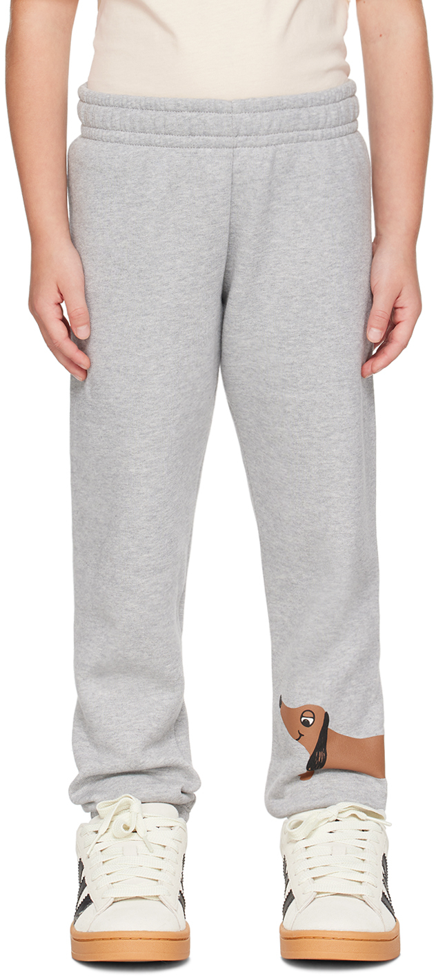 Mini Rodini Kids Gray Dog Sweatpants In 94 Grey Melange