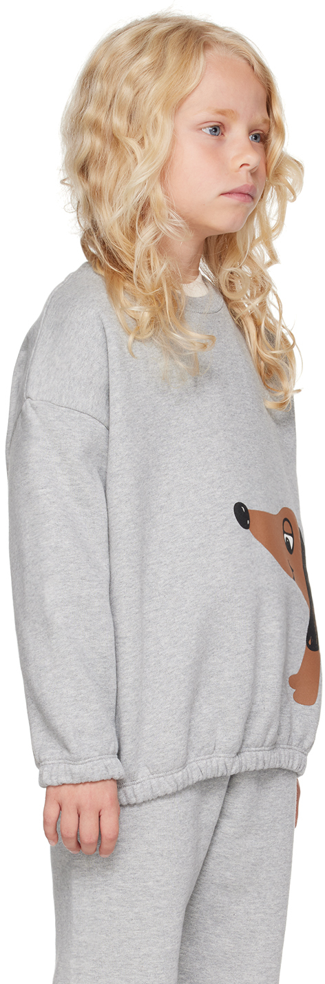 Shop Mini Rodini Kids Gray Dog Sweatshirt In 94 Grey Melange