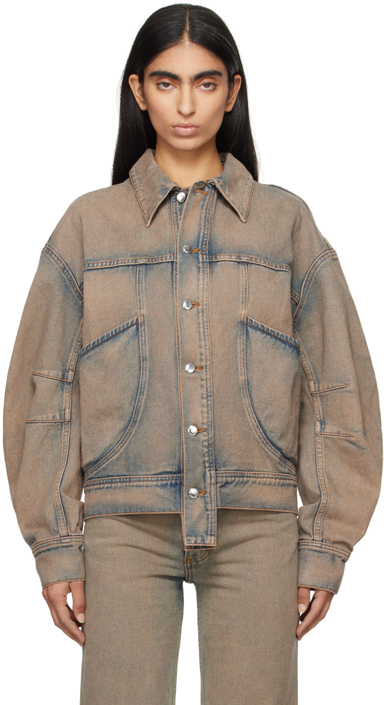 Shop Eckhaus Latta Blue 'el' Redux Denim Jacket In Sand