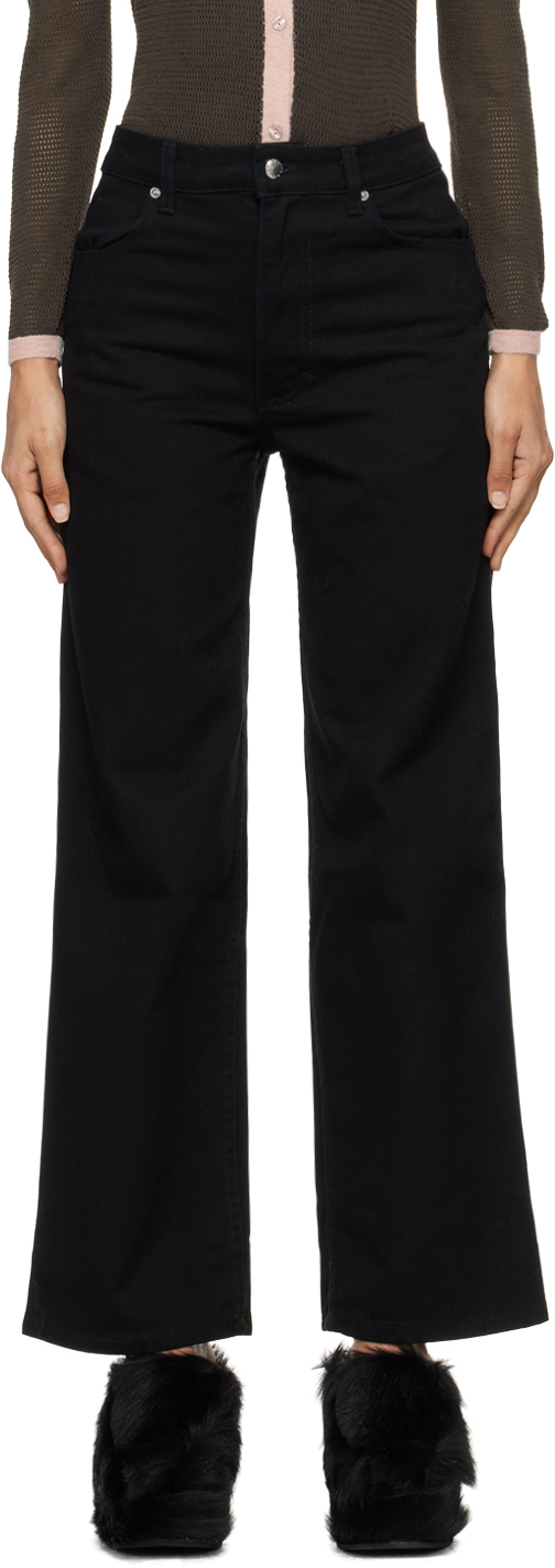 Shop Eckhaus Latta Black Wide Leg Jeans In Almost Black