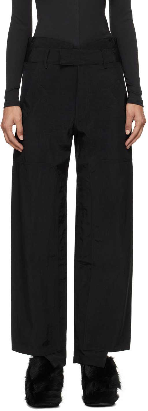 Shop Eckhaus Latta Black Trace Trousers In Asphalt