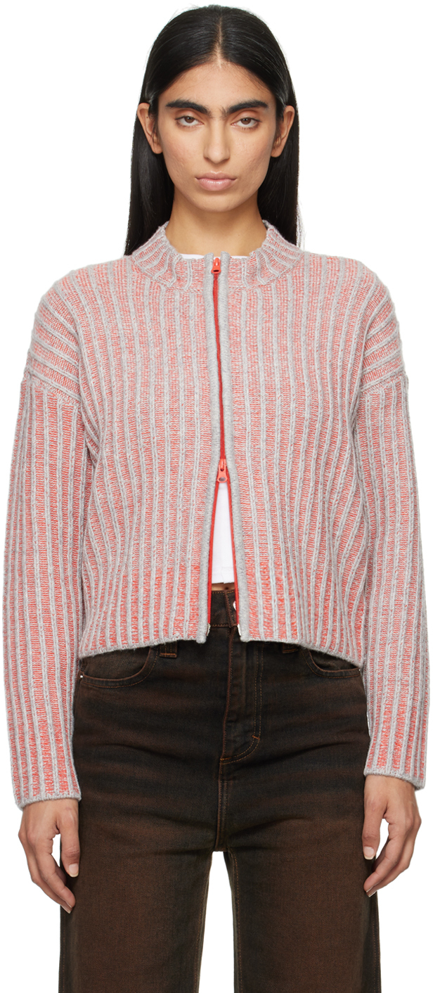 Gray & Red Poet Cardigan