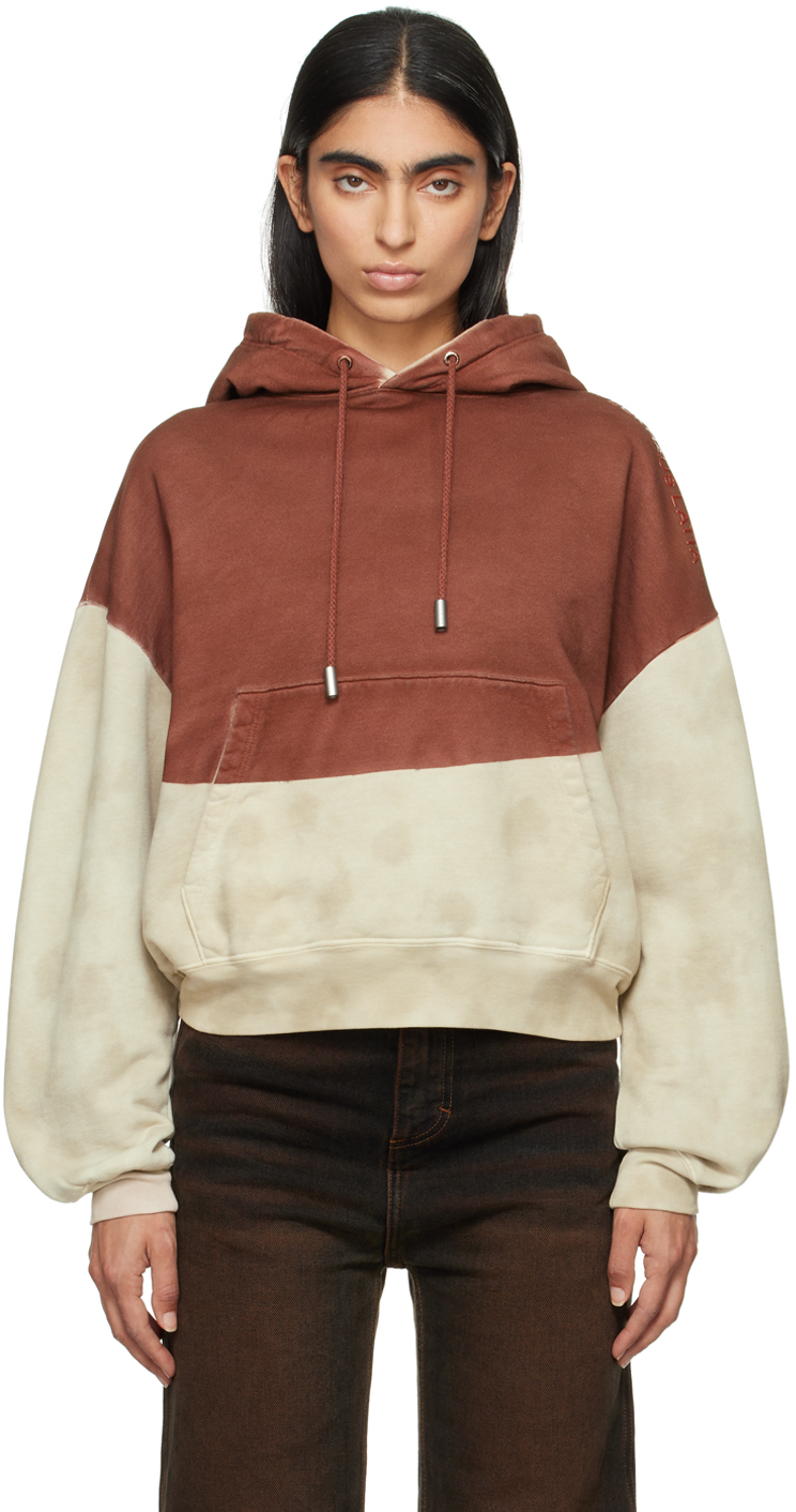 Beige & Red Boxy Hoodie