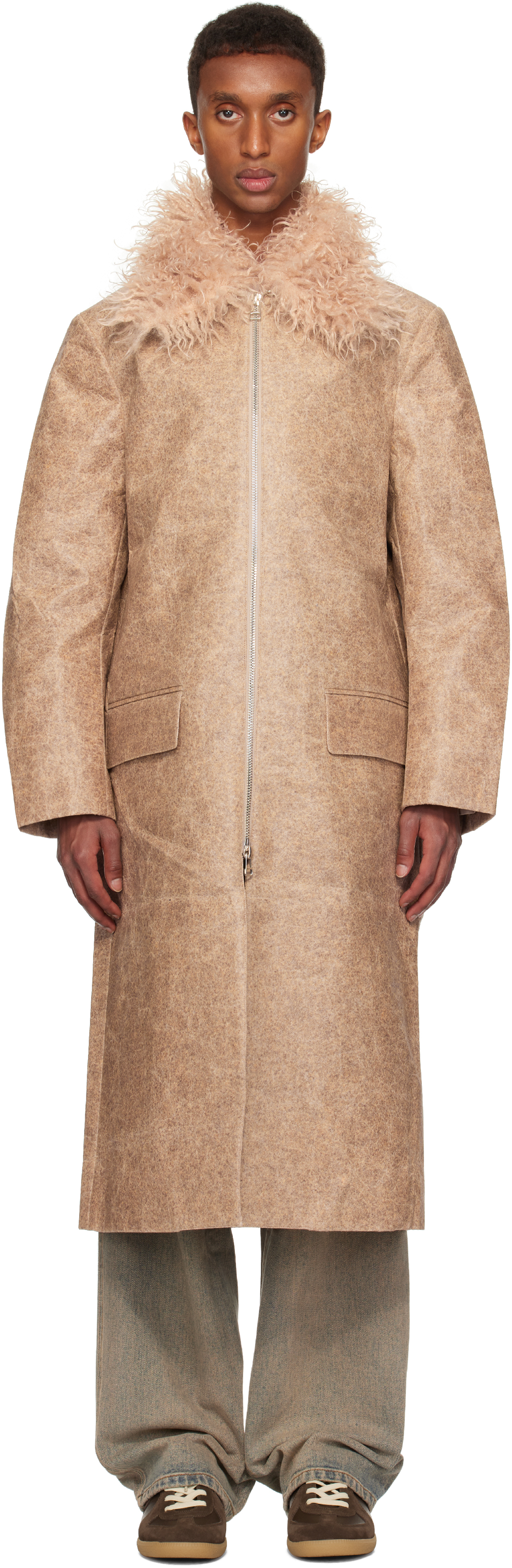 Shop Eckhaus Latta Beige Fond Coat In Travertine