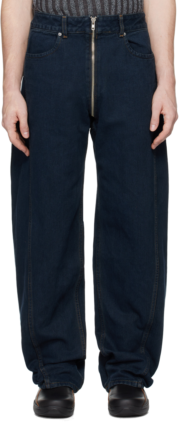 Shop Eckhaus Latta Navy Goodtime Jeans In Ebony