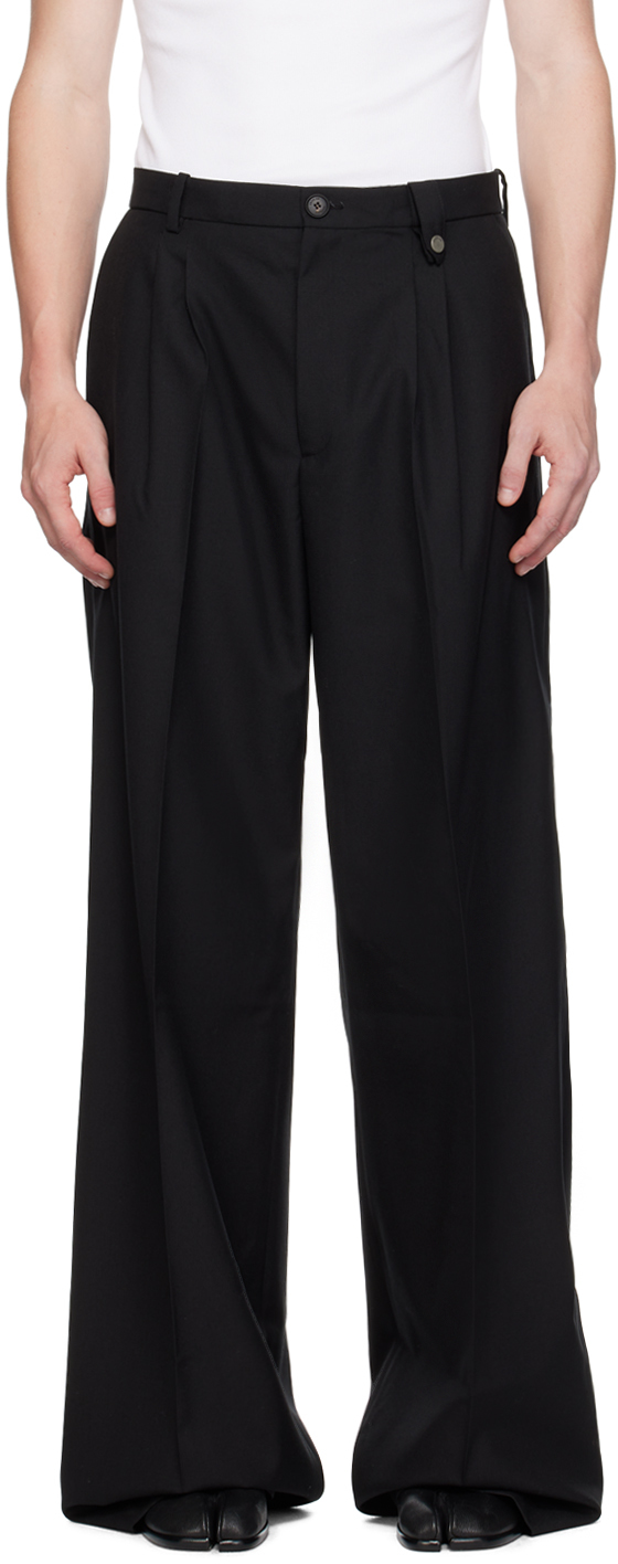 Shop Egonlab Black Barberis Trousers In Black Wool Barberis