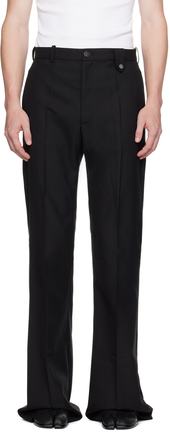 Shop Egonlab Black Samy Trousers In Black Wool Barberis