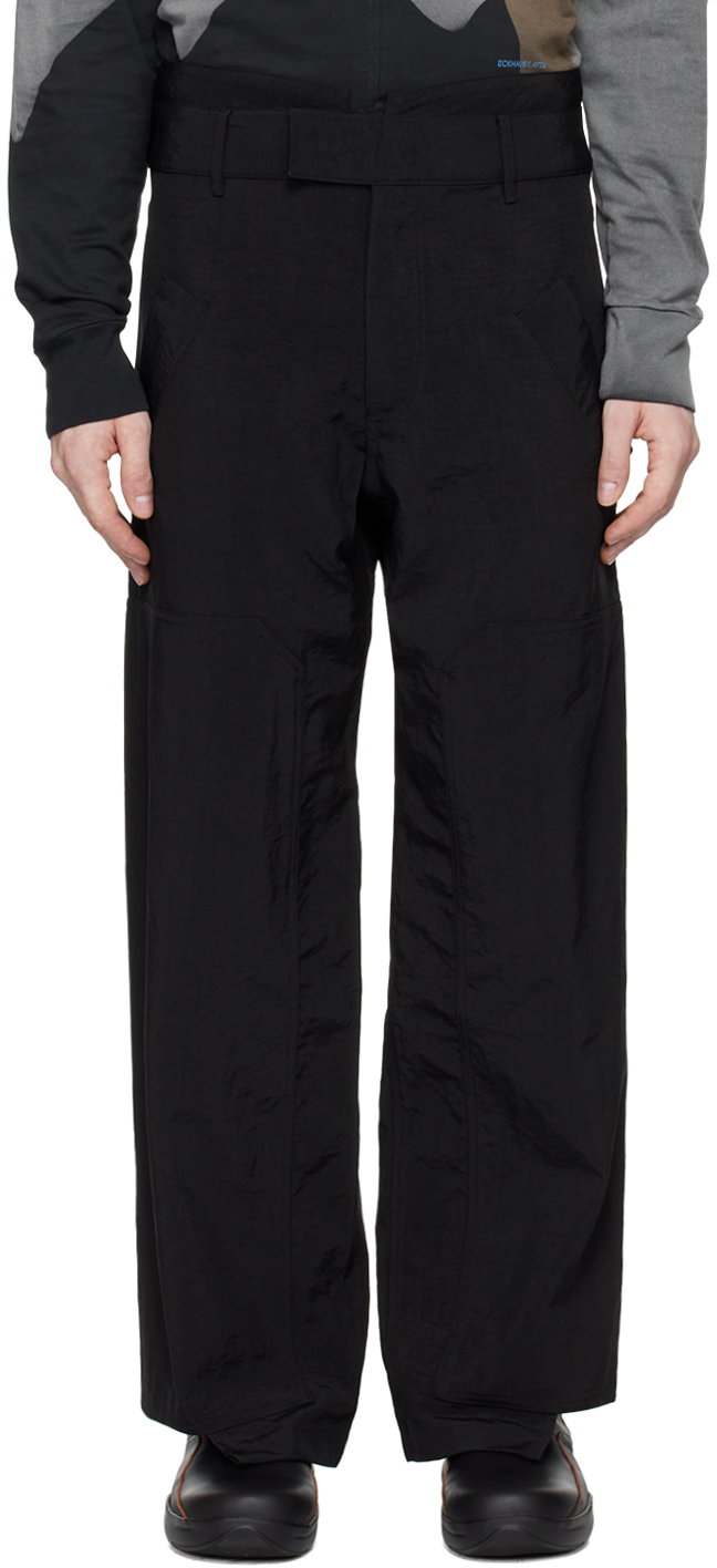 Shop Eckhaus Latta Black Trace Trousers In Asphalt