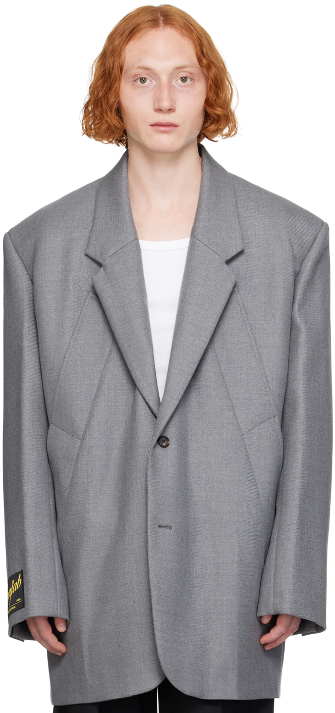 Shop Egonlab Gray Wool Blazer In Grey Wool