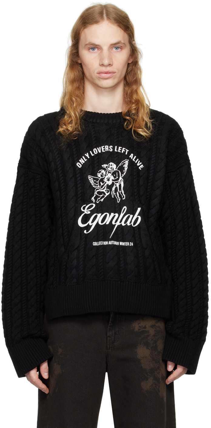 Shop Egonlab Black 'only Lovers Left Alive' Sweater In Black Knit