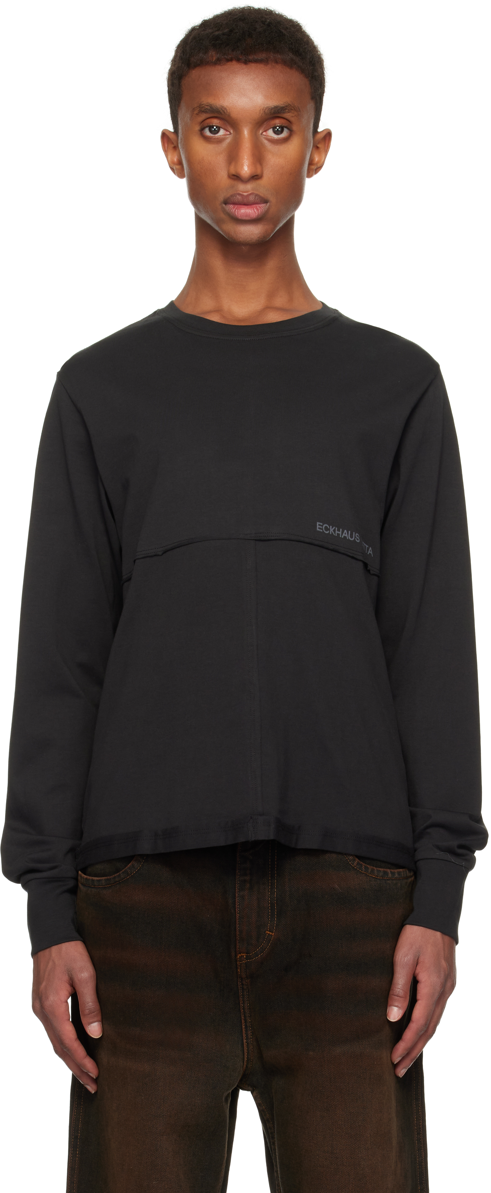 Black Lapped Long Sleeve T-shirt