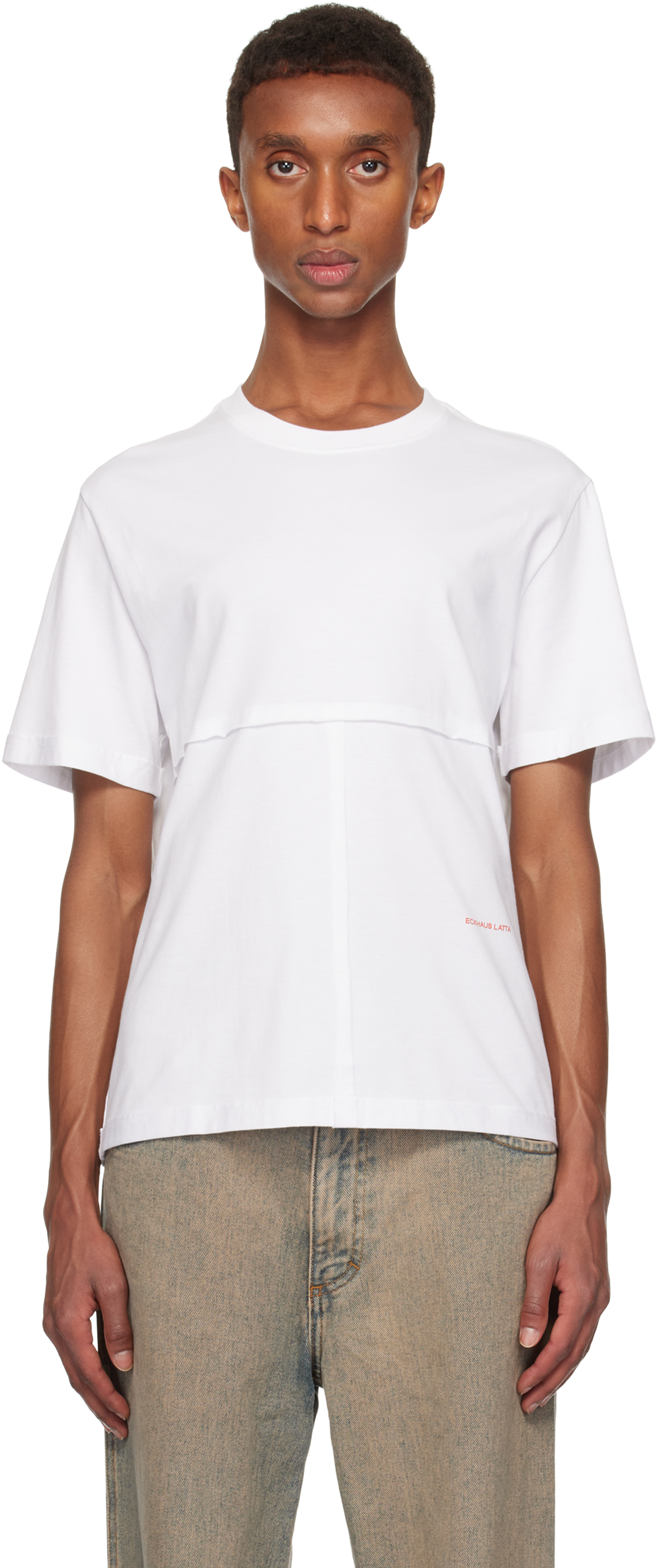 Shop Eckhaus Latta White Lapped T-shirt