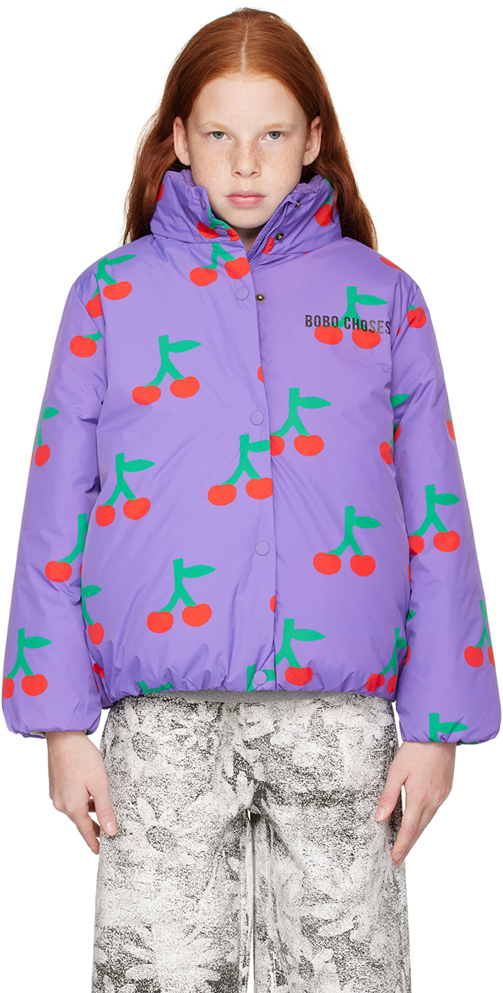 Bobo Choses Kids Purple 'bobo Cherry All Over' Jacket In Lavender