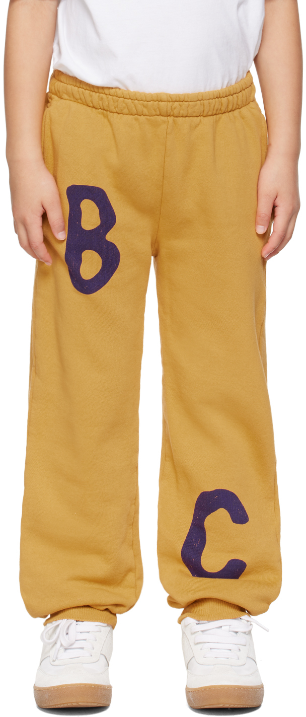 Shop Bobo Choses Kids Yellow 'bc' Shadow Sweatpants In Curry