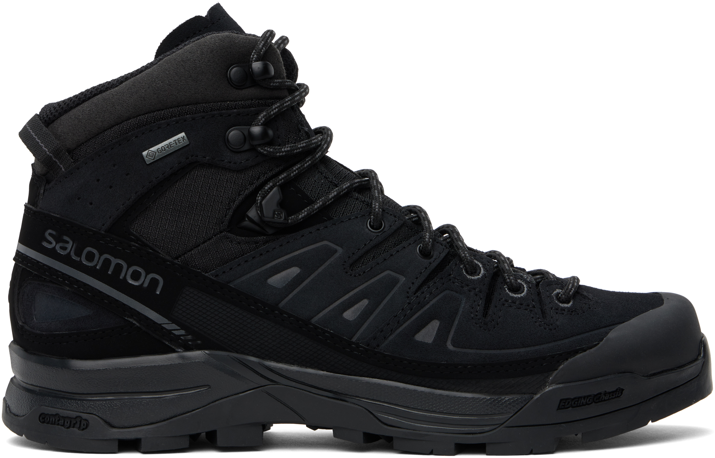 Shop Salomon Black X-alp Mid Leather Gore-tex Boots In Black / Black / Asph